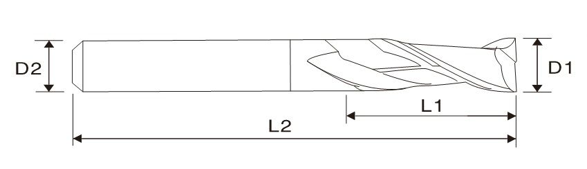 Schaftfräser für Hartmetalle, eckig, Schaftfräser, lang (UNT-EMA02)