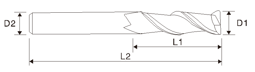 EMT10 Schaftfräser/ Hartmetallfräser für Aluminium, 2 Schneiden