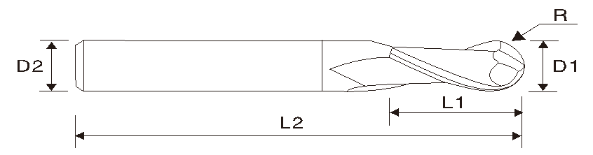 EMT05 Schaftfräser, 2 Schneiden