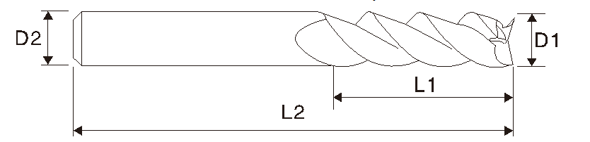 EMT09 Schaftfräser/ Hartmetallfräser für Aluminium, 3 Schneiden