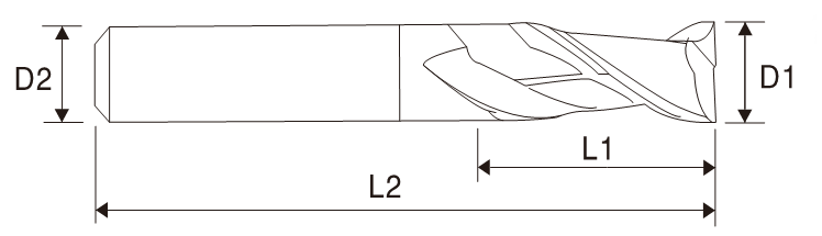 EMB01 Hartmetallfräser/ Schaftfräser, 2 Schneiden
