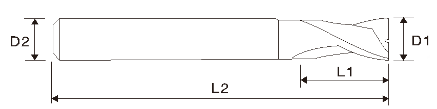 EMB02 Hartmetallfräser/ Schaftfräser, 2 Schneiden, lang