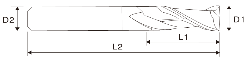 EMC01 X5070 Hartmetallfräser/ Schaftfräser, 2 Schneiden