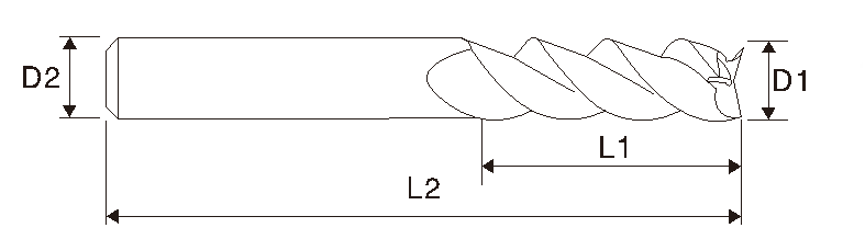 EME11 HRC65° Schaftfräser, 4 Schneiden mit Diamantbeschichtung