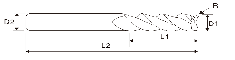 EME07 Eckradiusfräser, 3 Schneiden, Aluminium