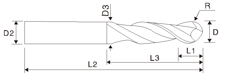 EMFC.03 Hartmetall Radiusfräser mit Diamantbeschichtung, 2 Schneiden