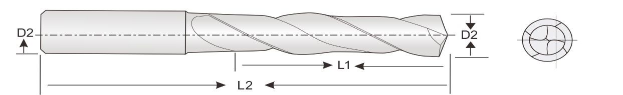 Hartmetallbohrer, 5xD, DIN6537